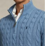 Polo Ralph Lauren Cable-Knit Cotton Quarter-Zip Sweater – Sky Blue - Image 2