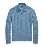 Polo Ralph Lauren Cable-Knit Cotton Quarter-Zip Sweater – Sky Blue - Image 3