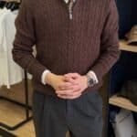 Polo Ralph Lauren Cable-Knit Cotton Quarter-Zip Sweater -Coffec