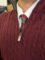 Polo Ralph Lauren Cable-Knit Cotton Quarter-Zip Sweater – Maroon - Image 2