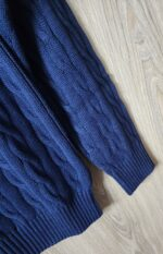 Polo Ralph Lauren Cable-Knit Cotton Quarter-Zip Sweater – Navy Blue - Image 3