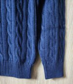 Polo Ralph Lauren Cable-Knit Cotton Quarter-Zip Sweater – Navy Blue - Image 4