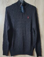 Polo Ralph Lauren Cable-Knit Cotton Quarter-Zip Sweater – Black - Image 4