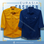 2 Pcs Combo Premium Quality Double Poket Shirt - Kathali & Navy Blue