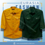 2 Pcs Combo Premium Quality Double Poket Shirt - Kathali & Green.