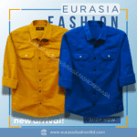 2 Pcs Combo Premium Quality Double Poket Shirt - Kathali & Teal.