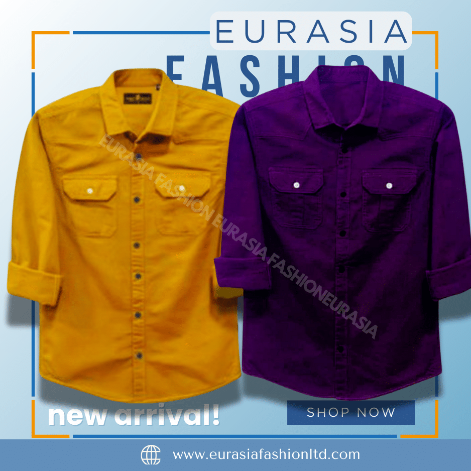 27 2 Pcs Combo Premium Quality Double Poket Shirt - Kathali & Purple. - Image 1