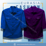 2 Pcs Combo Premium Quality Double Poket Shirt - Purple & Teal.
