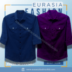 2 Pcs Combo Premium Quality Double Poket Shirt - Navy Blue & Navy Blue.