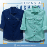 2 Pcs Combo Premium Quality Double Poket Shirt - Navy Blue & Pest.