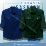 2 Pcs Combo Premium Quality Double Poket Shirt - Navy Blue & Green