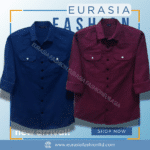 2 Pcs Combo Premium Quality Double Poket Shirt - Navy Blue & Maroon.