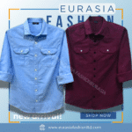 2 Pcs Combo Premium Quality Double Poket Shirt - Maroon & Sky Blue.