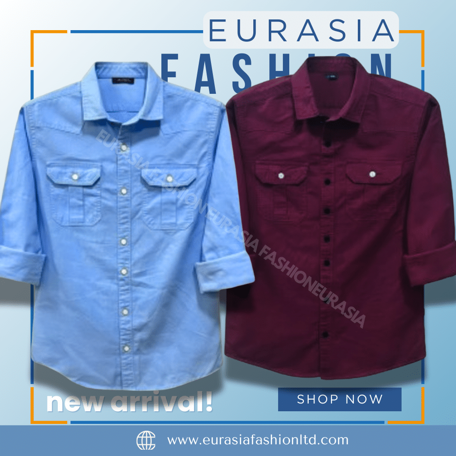 51 2 Pcs Combo Premium Quality Double Poket Shirt - Maroon & Sky Blue. - Image 1
