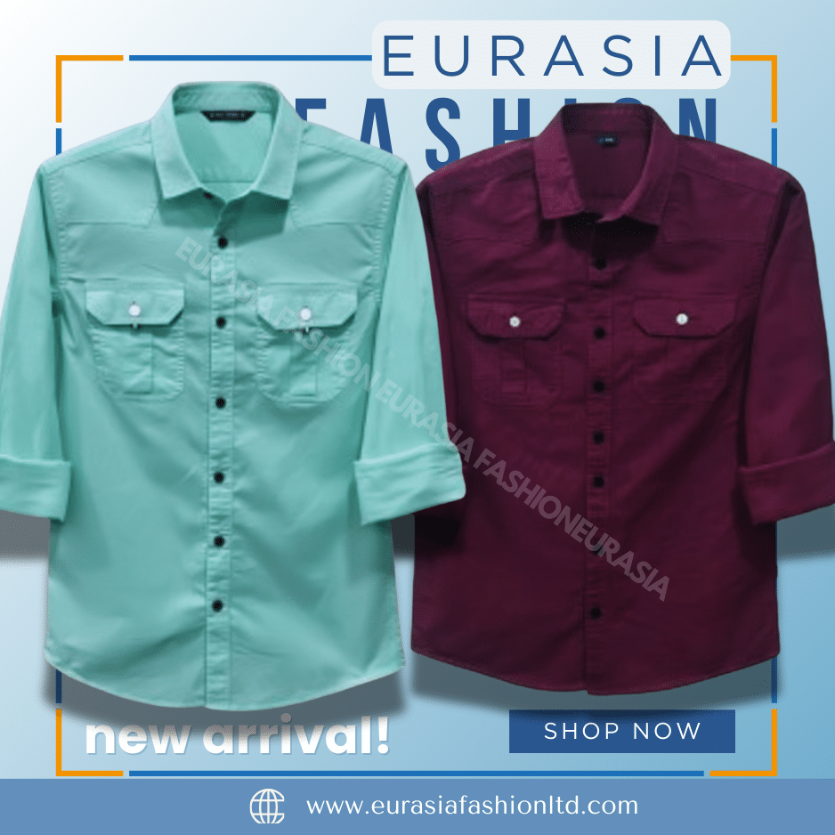 54 2 Pcs Combo Premium Quality Double Poket Shirt - Maroon & Pest. - Image 1