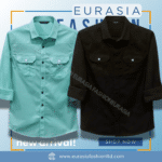 2 Pcs Combo Premium Quality Double Poket Shirt - Pest. & Black