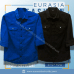 2 Pcs Combo Premium Quality Double Poket Shirt - Black & Teal.