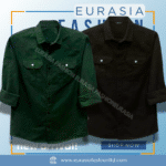 2 Pcs Combo Premium Quality Double Poket Shirt - Black & Green