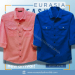 2 Pcs Combo Premium Quality Double Poket Shirt - Pink & Teal.