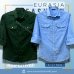 2 Pcs Combo Premium Quality Double Poket Shirt - Green & Sky Blue.