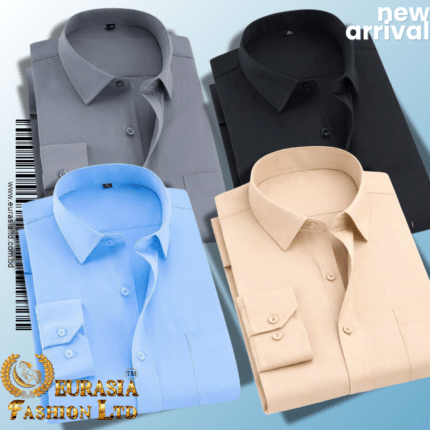 4 Pes Men’s Premium Formal Shirt -Black, Biscuit, Sky Blue & Ash.