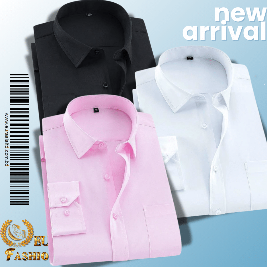 33 Men’s Premium Formal Shirt -Black , White & Pink. - Image 1