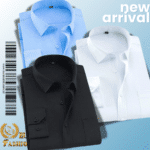 Men’s Premium Formal Shirt -Black, Sky Blue & White.