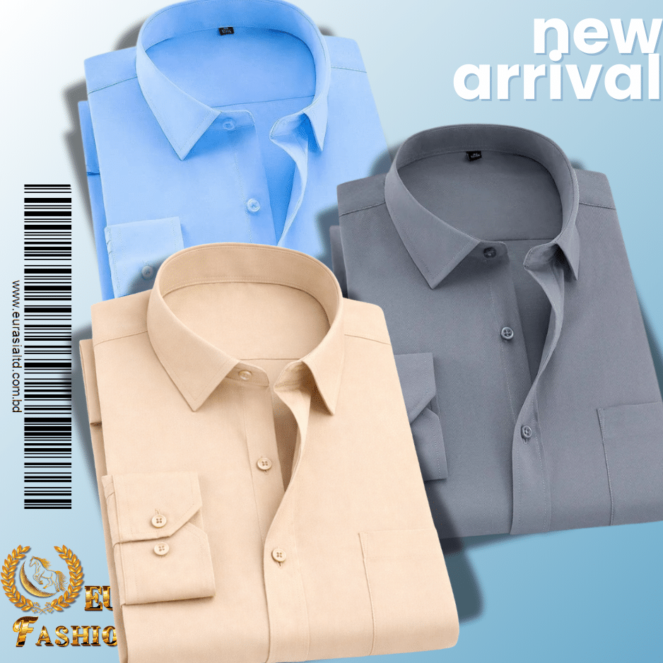 39 Men’s Premium Formal Shirt -Biscuit, Sky Blue & Ash. - Image 1
