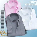 Men’s Premium Formal Shirt -White, Ash & Pink.