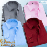4 Pes Men’s Premium Formal Shirt -Ash, Pink, Sky Blue & Maroon.