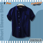 Premium Quality 100% Oxford Cotton Fabric Short Sleeve Shirt For Men's - Nevy Blue.
