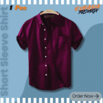 Premium Quality 100% Oxford Cotton Fabric Short Sleeve Shirt For Men's - Maroon.