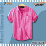 Premium Quality 100% Oxford Cotton Fabric Short Sleeve Shirt For Men's - Pink