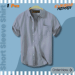 Premium Quality 100% Oxford Cotton Fabric Short Sleeve Shirt For Men's - Ash