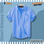 Premium Quality 100% Oxford Cotton Fabric Short Sleeve Shirt For Men's - Sky Blue