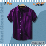 Premium Quality 100% Oxford Cotton Fabric Short Sleeve Shirt For Men's - Purple.