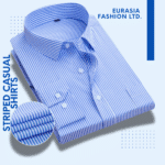 Mens Dress Shirts Long Sleeves Formal Business No Iron Striped Casual Shirts Top -Sky Blue Stripe.
