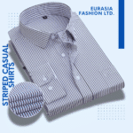 Mens Dress Shirts Long Sleeves Formal Business No Iron Striped Casual Shirts Top -Ash Stripe.