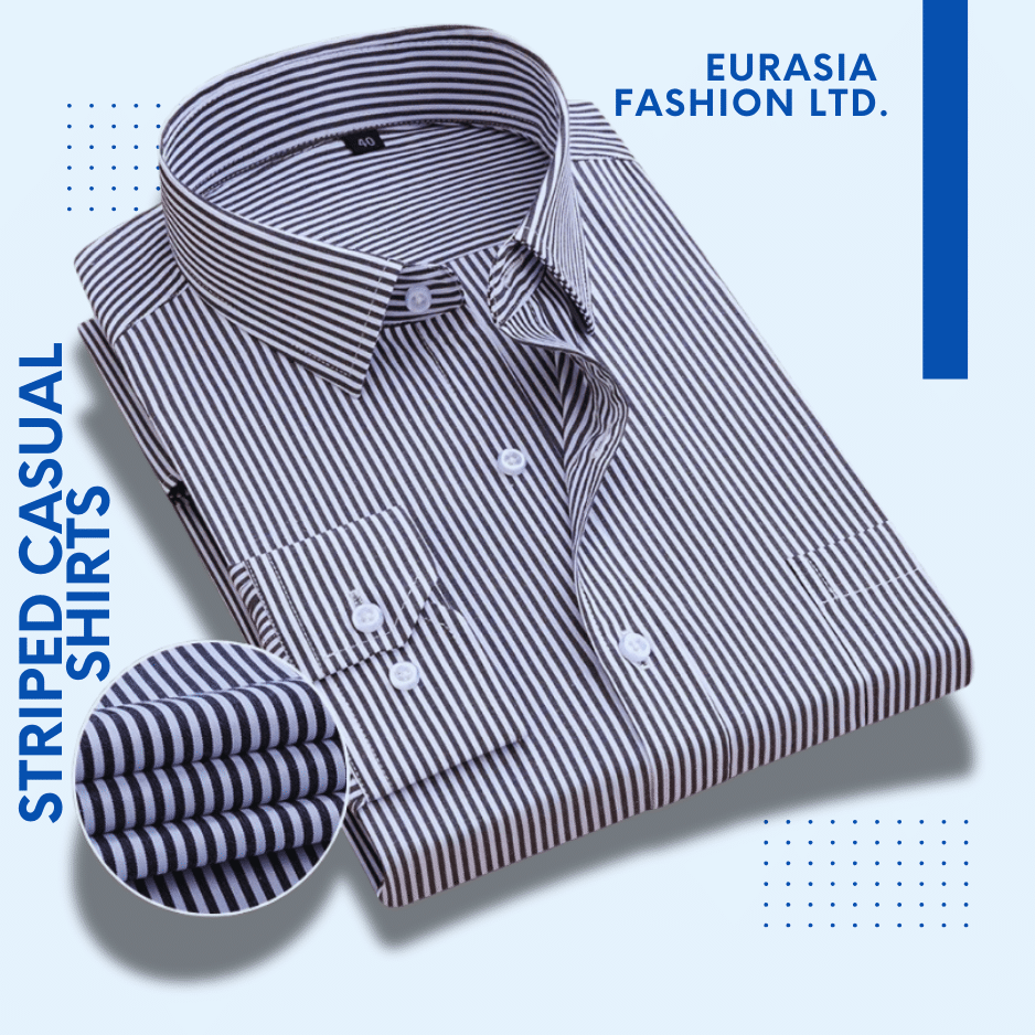 Striped Casual Shirts Mens Dress Shirts Long Sleeves Formal Business No Iron Striped Casual Shirts Top - Black Stripe - Image 1