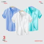 Premium Quality 100% Oxford Cotton Fabric Short Sleeve Shirt For Men's - White, Sky Blue & Pest.