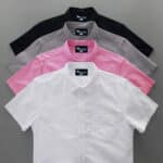4 Pes Combo Short Sleeve Shirt - Black , White , Ash & Pink