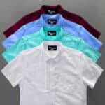 4 Pes Combo Short Sleeve Shirt - White, Sky Blue , Pest & Maroon