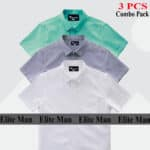 Premium Quality 100% Oxford Cotton Fabric Short Sleeve Shirt For Men's -Ash, White & Pest.
