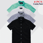 100% Oxford Cotton Fabric Short Sleeve Shirt For Men's - White , Ash , Pest & Black