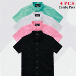 100% Oxford Cotton Fabric Short Sleeve Shirt For Men's - Black , White , Pest & Pink