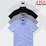 100% Oxford Cotton Fabric Short Sleeve Shirt For Men's - Sky Blur, Ash , Black & White