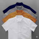 4 Pes Combo Short Sleeve Shirt - White, Kathali, Ash & Nevy Blue.