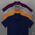 4 Pes Combo Short Sleeve Shirt - Purple , Ash , Kathali & Nevy Blue.