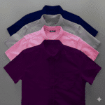 4 Pes Combo Short Sleeve Shirt - Nevy Blue, Ash, Purple & Pink