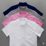 4 Pes Combo Short Sleeve Shirt - Nevy Blue, Ash, White & Pink